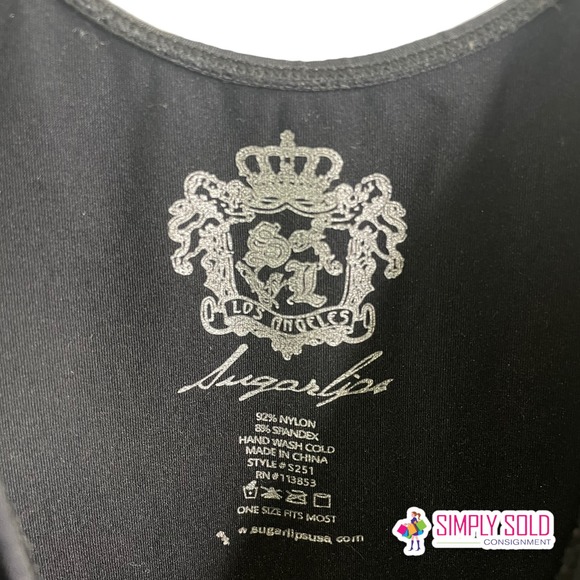 Sugarlips Womens Tank Top Sleeveless Black Stretch Scoop Neck Shaper Fit Most OS - Picture 5 of 5